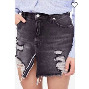 Free People RELAXED AND DESTROYED Denim Skirt NWT Size 25